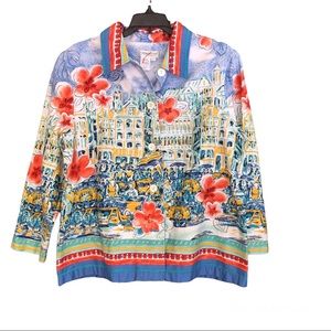 Cold Water Creek Womens Button Front Shirt/Jacket Multicolor Nature